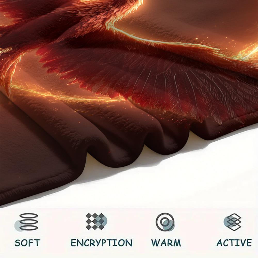 Flame Phoenix  Print Flannel Blanket, High quality Comfortable for All Seasons, Home Decor, Warmth and Comfort