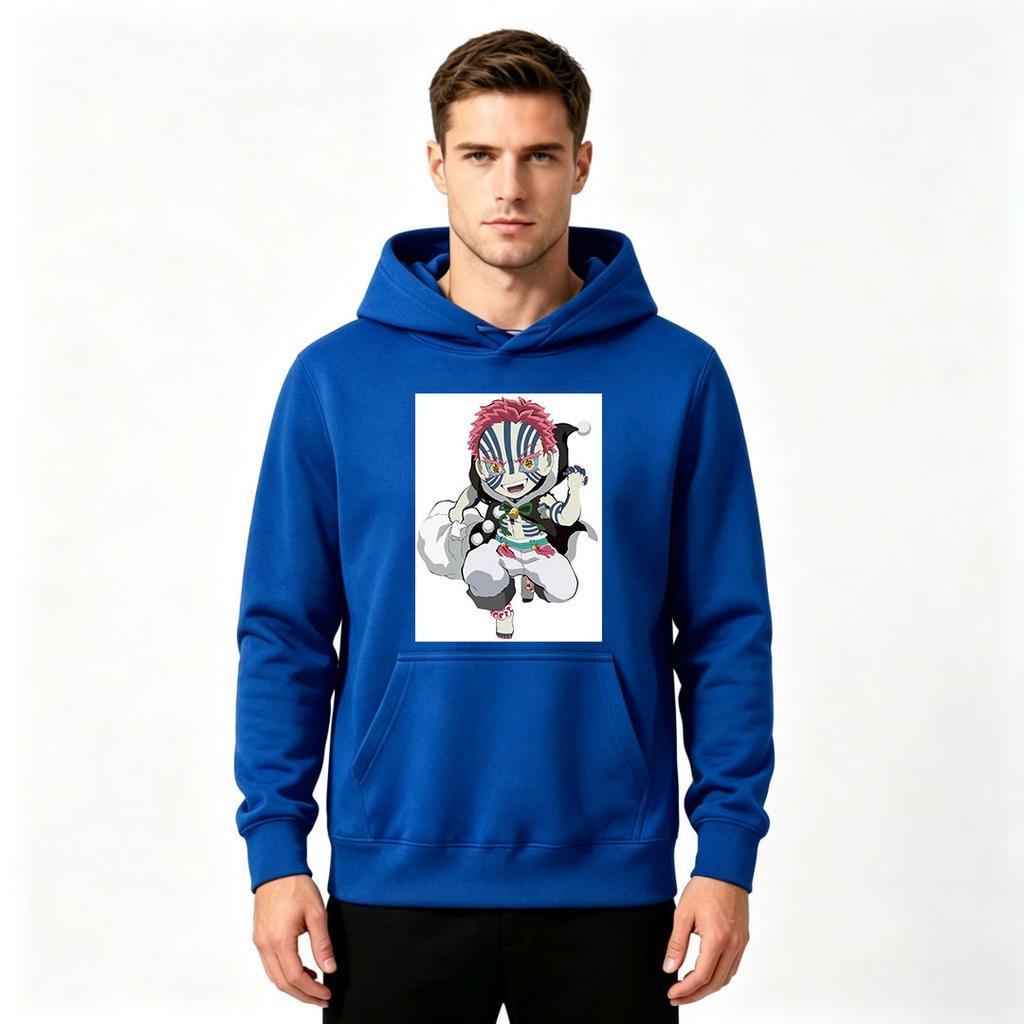 Men Anime Printed Pullover Hoodie Casual Long Sleeve Warm Sweatshirt for Daily Wear