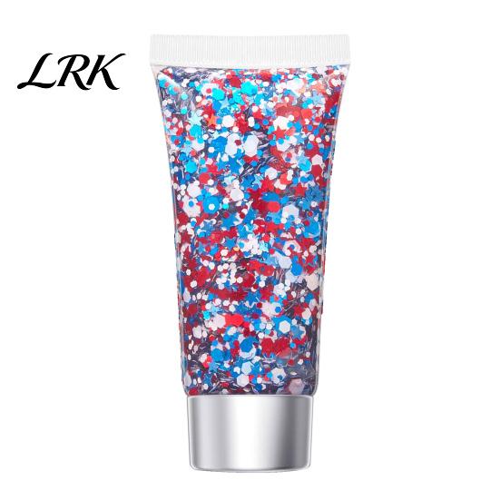 Party Face Glitter Independence Day Body Gel, Patriotic Red White Blue Hair Glitter, Sparkling Waterproof Makeup Sequins for 4th of July, Holiday