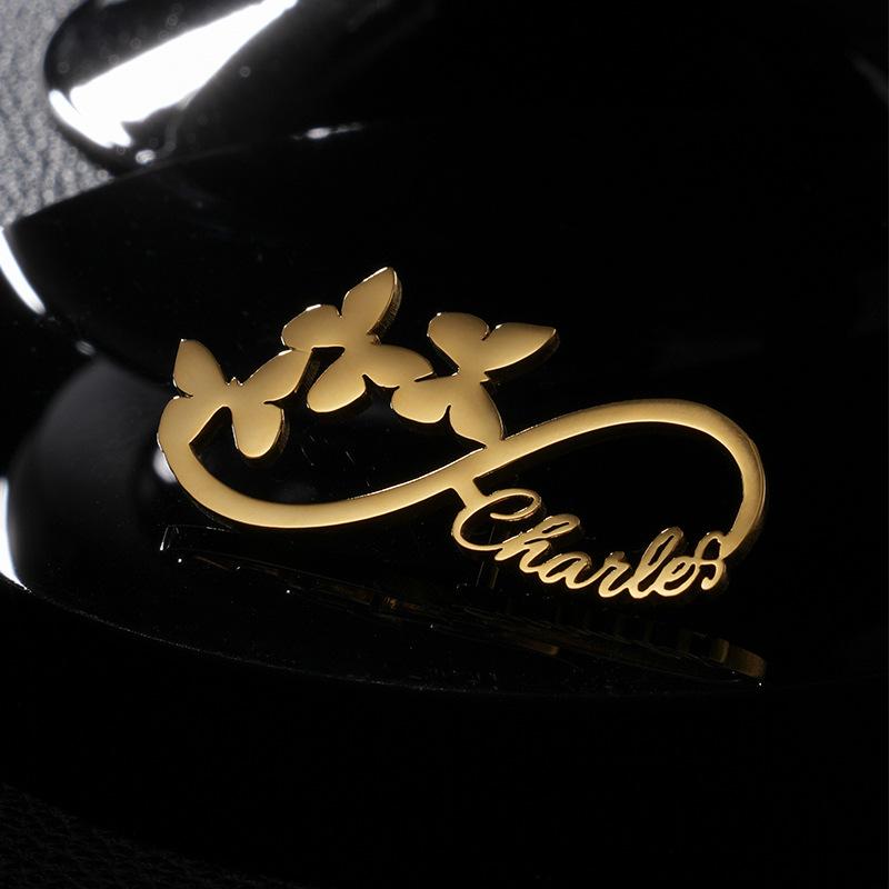 Name Brooch Stainless Steel Gold Plated Waterproof Personalized Customized Letter Name Breastpin for Women Men Jewelry