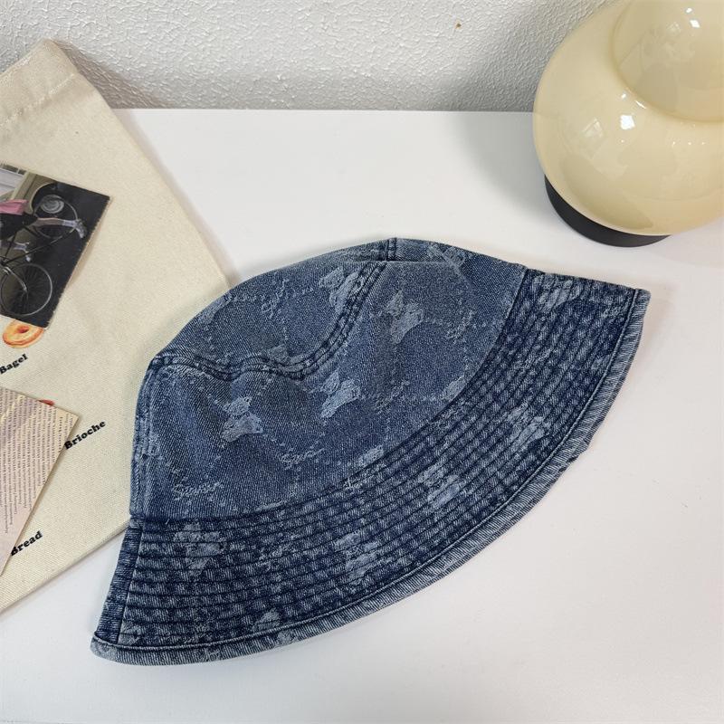 Retro Washed Denim Bucket Hat Women's Spring Summer Big Head Circumference Versatile Washbasin Hat Bucket Hat Tide