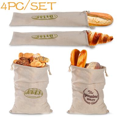 4/2/1 PZ Sacchetti di Lino per Pane Sacchetto Riutilizzabile con Coulisse per Pagnotta Pane Artigianale Fatto in Casa Sacchetto per Conservare Pane Sacchetti di Lino per Pane per Baguette