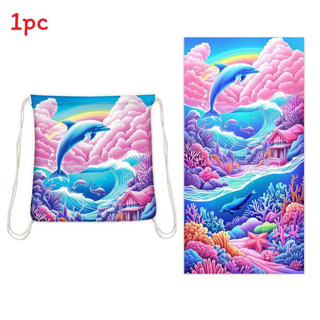 Microfiber Collapsible Sand Towel With Storage Bag For Beach Use