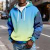 Men's Half-Zip Hooded Plaid Pullover Drawstring Print Casual Sports Sweatshirt