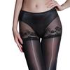 Sheer Black Lace Panties with Attached Pantyhose - Plus Size, Anti-Run, One-Piece Design