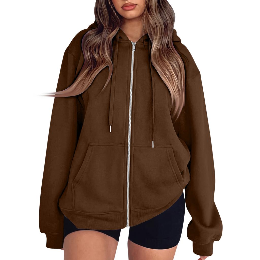 Women's Long Sleeve Color Hooded Sweatshirt Casual Pullover Top