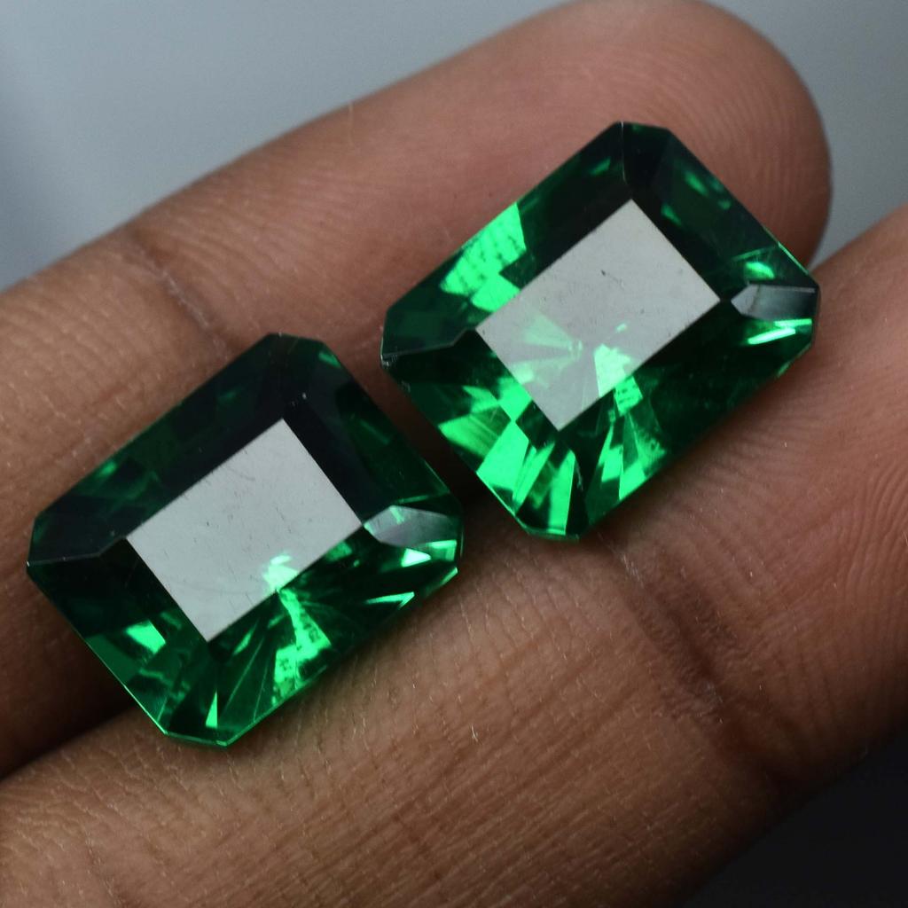 Natural Green Garnet Pair Emerald Cut CERTIFIED 20.10 Ct Loose Gemstone For Gift A-5759