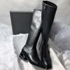 Square Head Hollow Thick Heel Elegant Versatile Side Zipper High Heel Niche Foreign Temperament But Knee Women's Boots