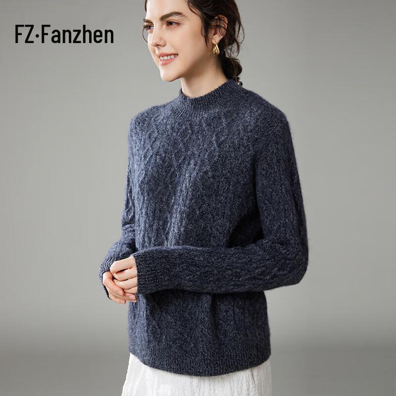 

Женский свитер из смесовой кашемировой пряжи с полувысоким воротником L