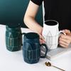Nordic Style Simple Mug Ceramic Water Cup Mirror Cup Cover Mug Coffee Cup Milk Cup Large Capacity Drinking Cup