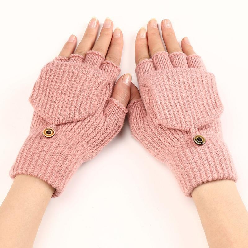 Botvotee Free Shipping Y2k Accessories Sleeves for Women Arm Warmers Winter Knit Sleeves Half Finger Pink Arm Guard Oversleeve