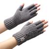 Alpaca Wool Half-Finger Gloves Winter Fleece-Lined Warmth Unisex Knitted Cold-Resistant Exposed-Finger Cycling Split-Finger Gloves