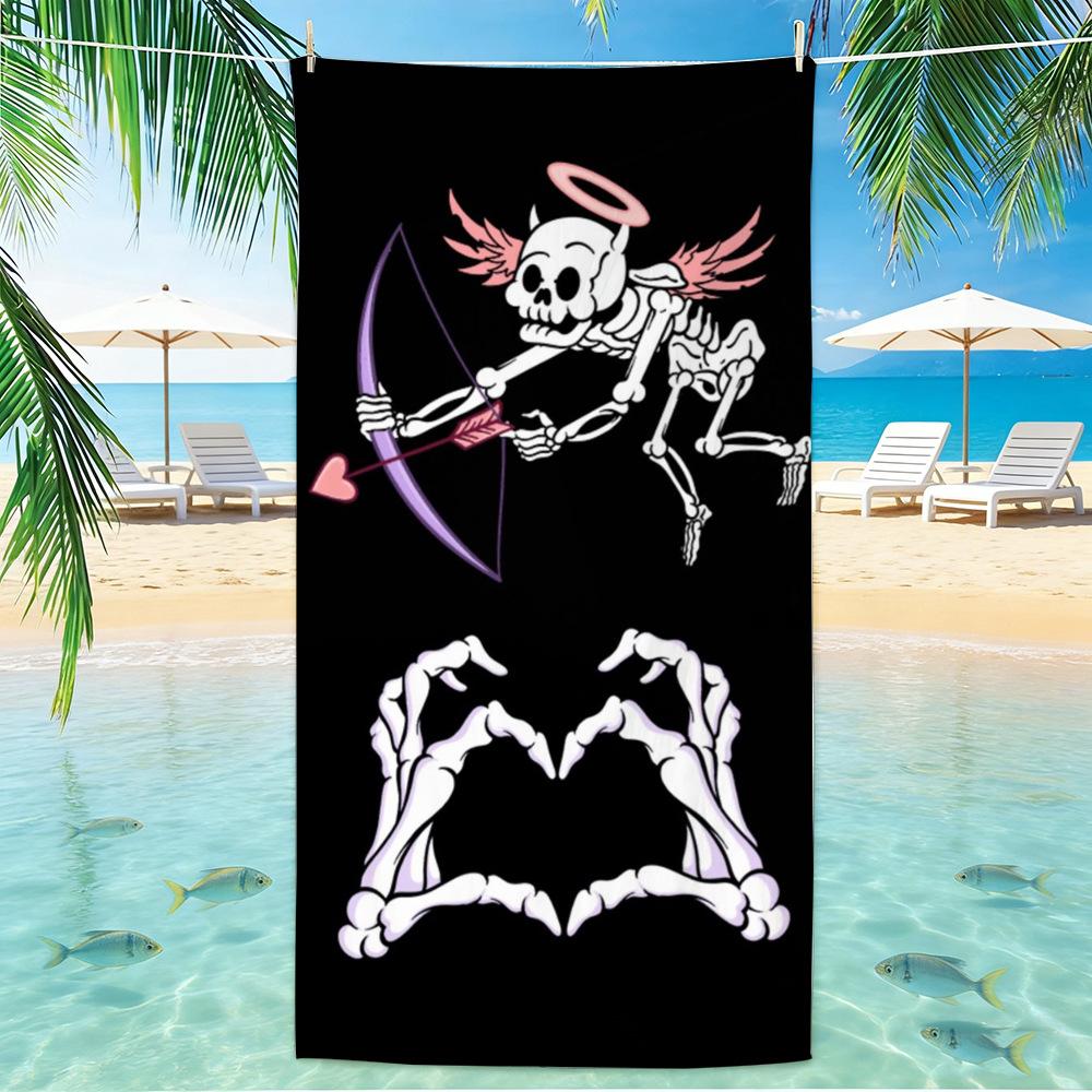 Skull Beach Towel Microfiber for Gym Travel Fitness Spa Women Girl Quick Dry Sandless Large Towels Bathroom Beach Towel
