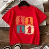 Kids Crew Neck Short Sleeve T-Shirt with Colorful Background & Chess Piece Print