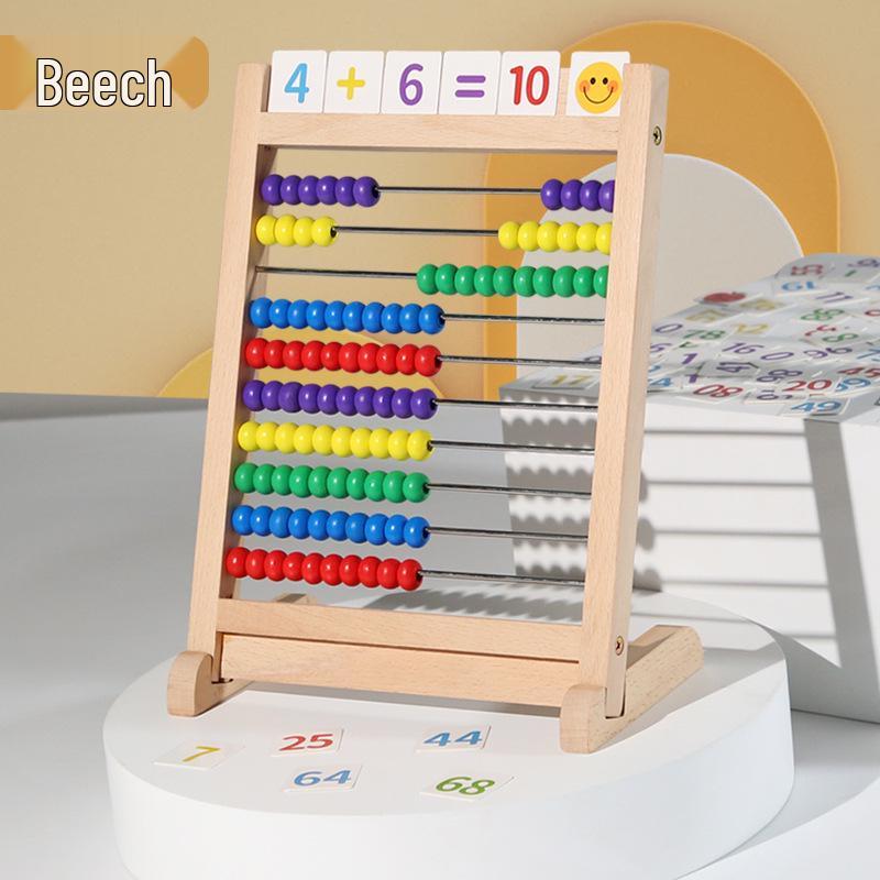 Wooden Abacus for Students - 10 Rows Soroban Frame for Math Teaching, Mental Arithmetic, Addition & Subtraction