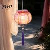 Hanfu Accessory Photo Prop Spring Festival Lantern DIY Material Kit, Light Up Handmade Persimmon Shaped Paper for Mid Autumn with Tassel Chinese