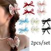 2pcs/set Cute Lace Bow Hair Clips Sweet Embroidered Ribbon Hairpins Travel Casual Fashion Handmade Hair Accessory for Girls Kids