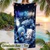 Teddy Bear Theme Beach Towel Personalized Custom Name & Text Soft Quick Dry Beach Towel for Swimming Travel