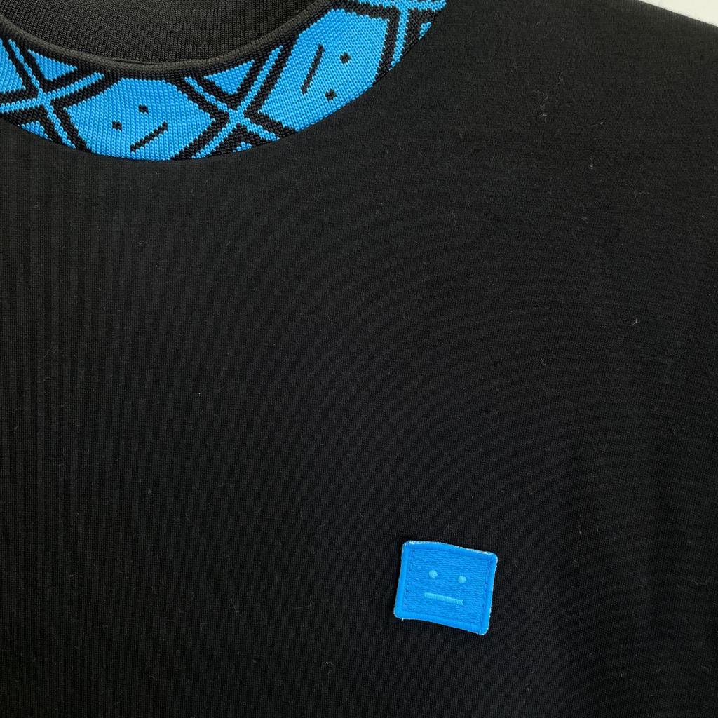 ACNE STUDIOS Black x Blue Face Patch T-Shirt tops M blackUsed