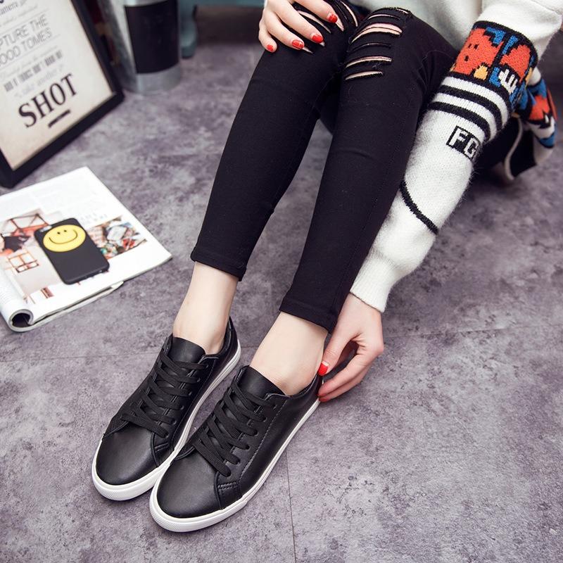 6 leather white shoes women's summer new waterproof low-top flat-bottom classic single shoes student leisure