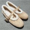 Mao Mao Shoes Niche Winter Round Head Yangjing Wool Mary Jane Shoes Women's Comfortable Flat Bottom with Women's Cotton Shoes