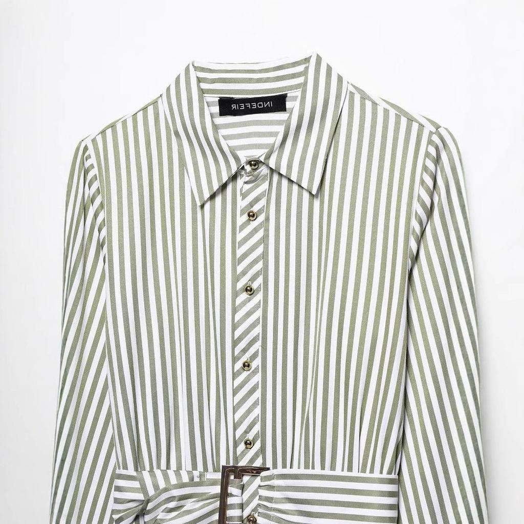 TAOP&ZA Summer Women's Striped Belted Midi Dress