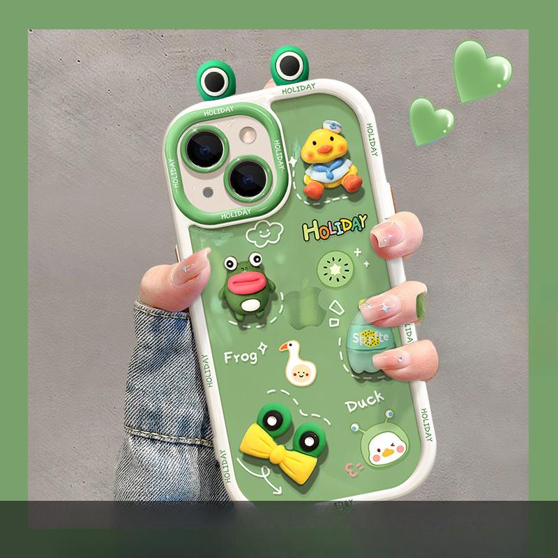 Applicable To Apple 14promax Mobile Phone Case for Women IPhone 13 Cute Funny Three-dimensional Frog Doll 12 Soft