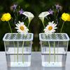 1/2/4Pcs Mini Flowerpot Round Hole Lid Transparent Design Easy Flower Arrangement Square Plastic Pot Home Decor