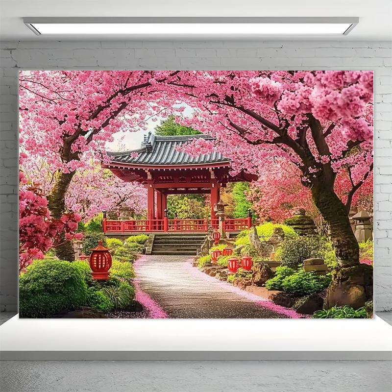 Japanese Landscape Japanese Architecture Garden Background Banner - Suitable for Birthdays Holidays Parties