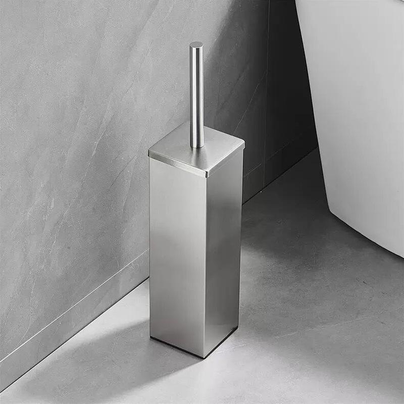 Stainless Steel Wall-Mounted Toilet Brush Set with Lid - Odor-Proof Bathroom Cleaning Tool