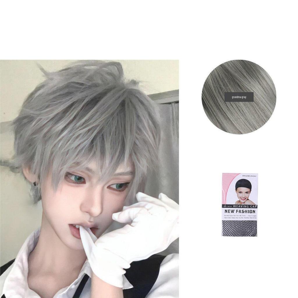 Universal Cosplay Short Straight Wig with Bangs - Realistic Lightweight Anime-Style for Students