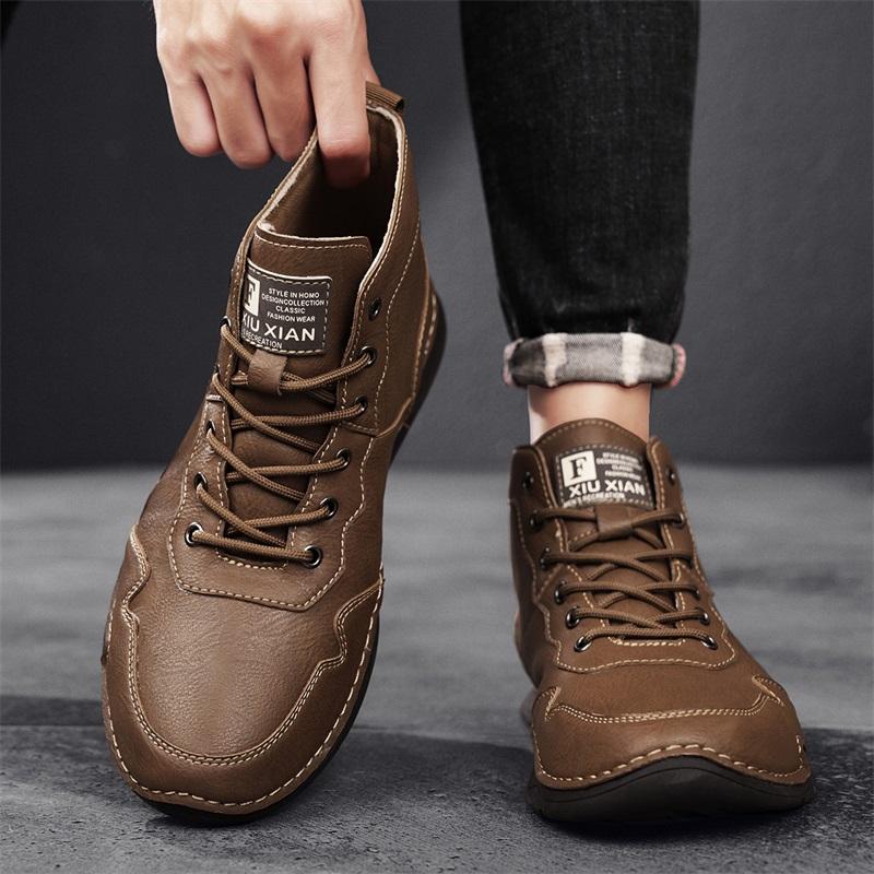 High-top Handmade Large Size Casual Shoes Men's Pigskin Retro Casual Shoes Large Size Casual Shoes Lightweight Ankle Boots