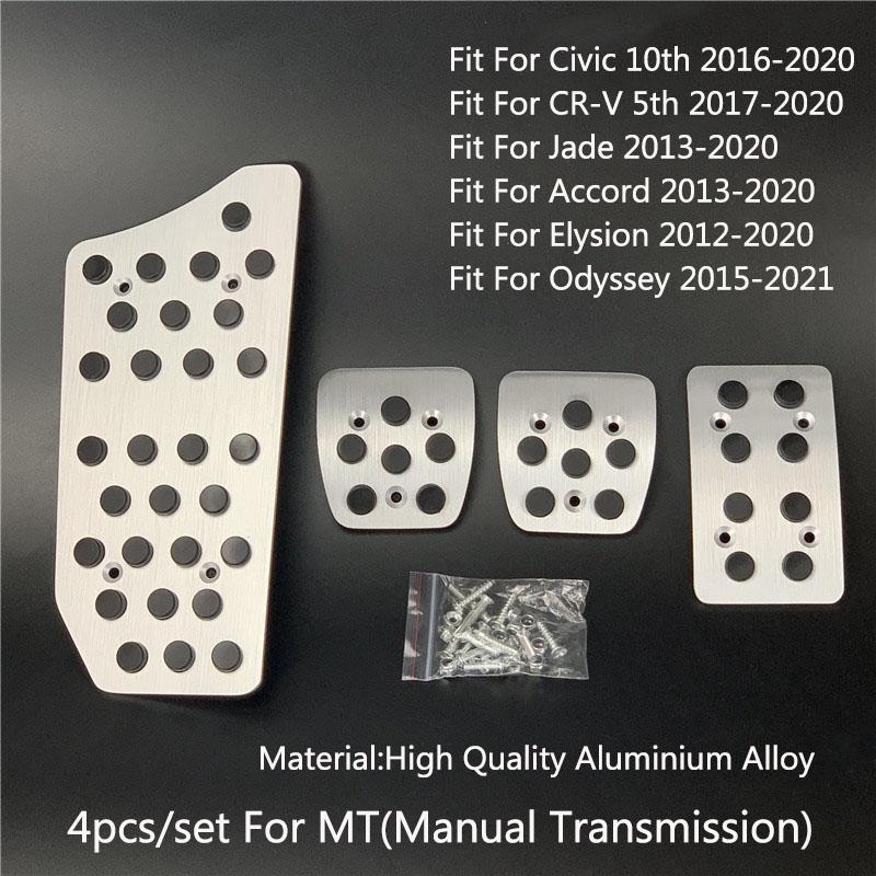 For Honda Civic 2005- LHD Aluminum Pads Pedal Set Gas Accelerator Brake Footrest AT / MT Car Accessories Need Drilling
