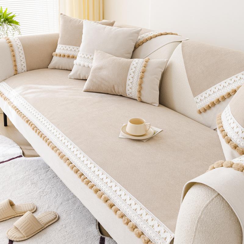 Anti-Cat Scratch Waterproof Urine Barrier  Advanced Sofa Cushion Four Seasons Universal Corduroy Universal Sofa Cushion Ins Wind