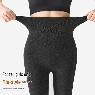 Dames Grijze Extra Lange Hoge Taille Compressie Legging - Fleece Gevoerd, Dik, Verticale Strepen voor Herfst/Winter