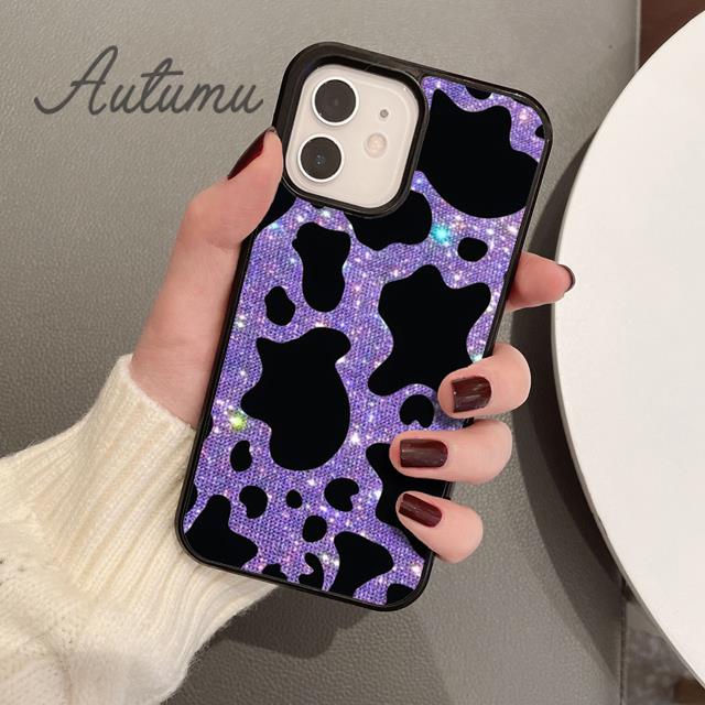 Floral Cow Phone Case for iPhone 11 12 13 14 Pro Max Mini X XR XS SE 2020 5 6S 7 8 Plus Samsung Galaxy S21 S22 Cover Shell