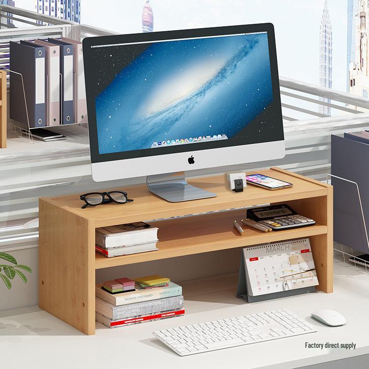 Double-Layer Desktop Monitor Riser & Keyboard Organizer