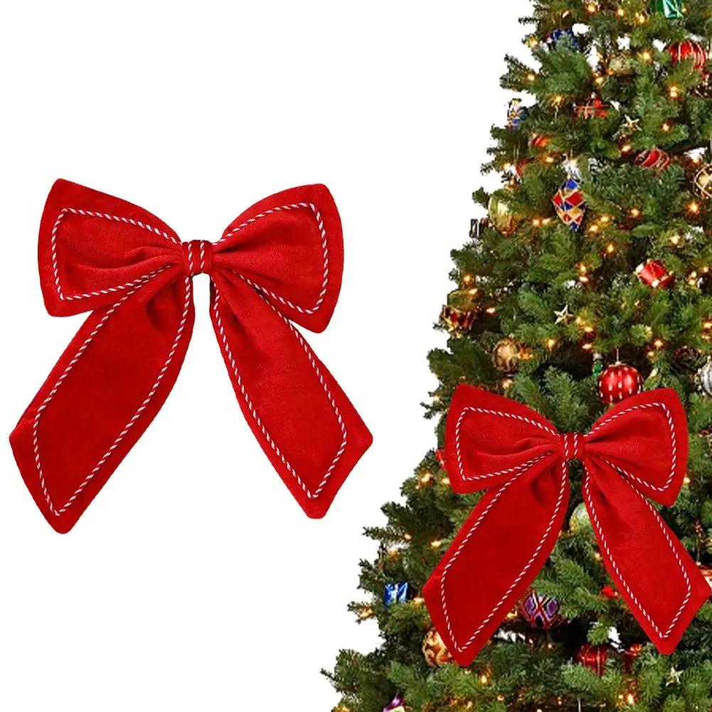 Ribbon Bows Christmas Tree Velvet Bows Red Christmas Ribbon Bows For Xmas Home Decor Tree Wreaths Gift DIY Festive Winter S4D5