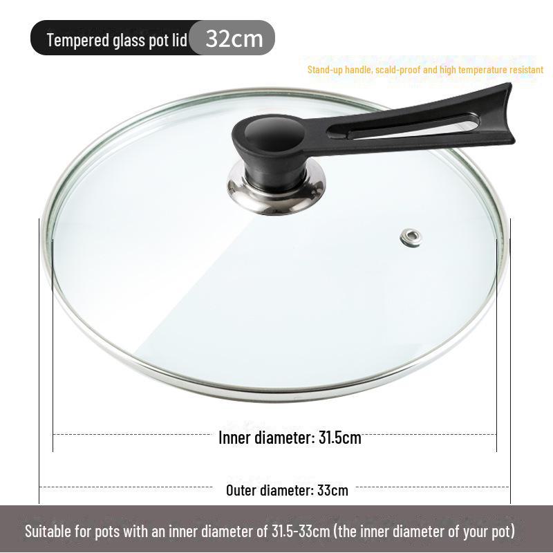 Universal Tempered Glass Pot Lid, Transparent, Heat Resistant, Fits 14-34cm Cookware