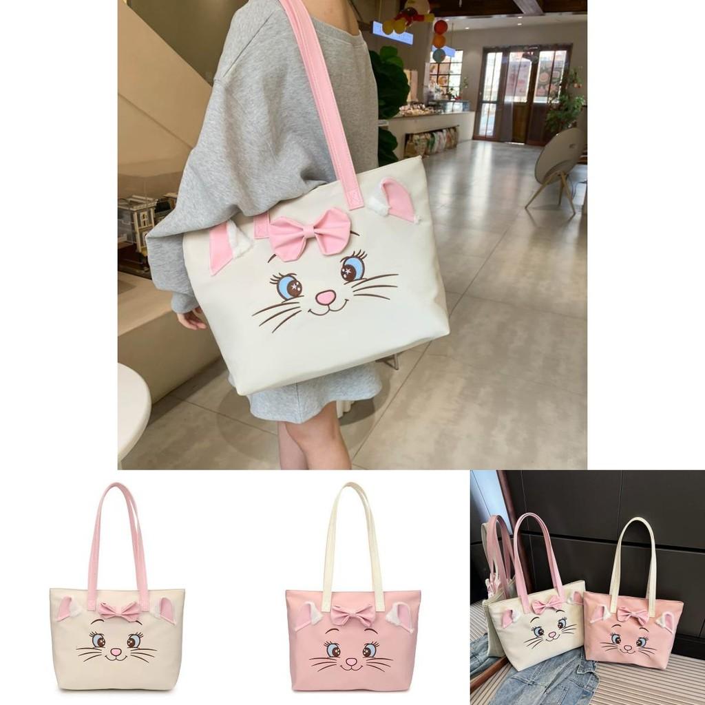 Mary Cat Cartoon Tote Bag With Bow For Daily Use And Storage