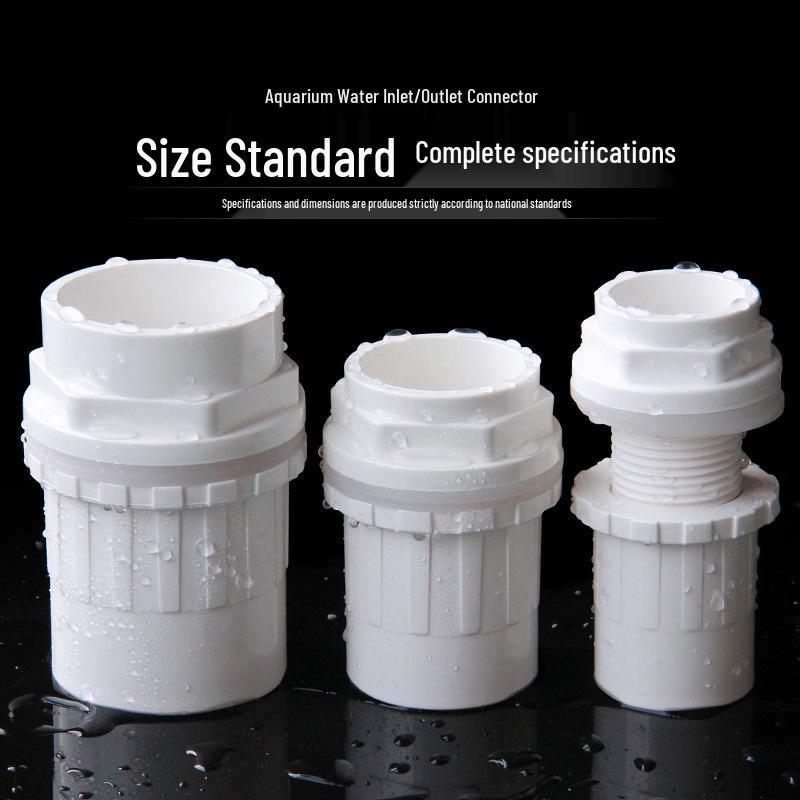 PVC Fish Tank Inlet/Outlet Waterproof Connector with Extended Male/Female Threads