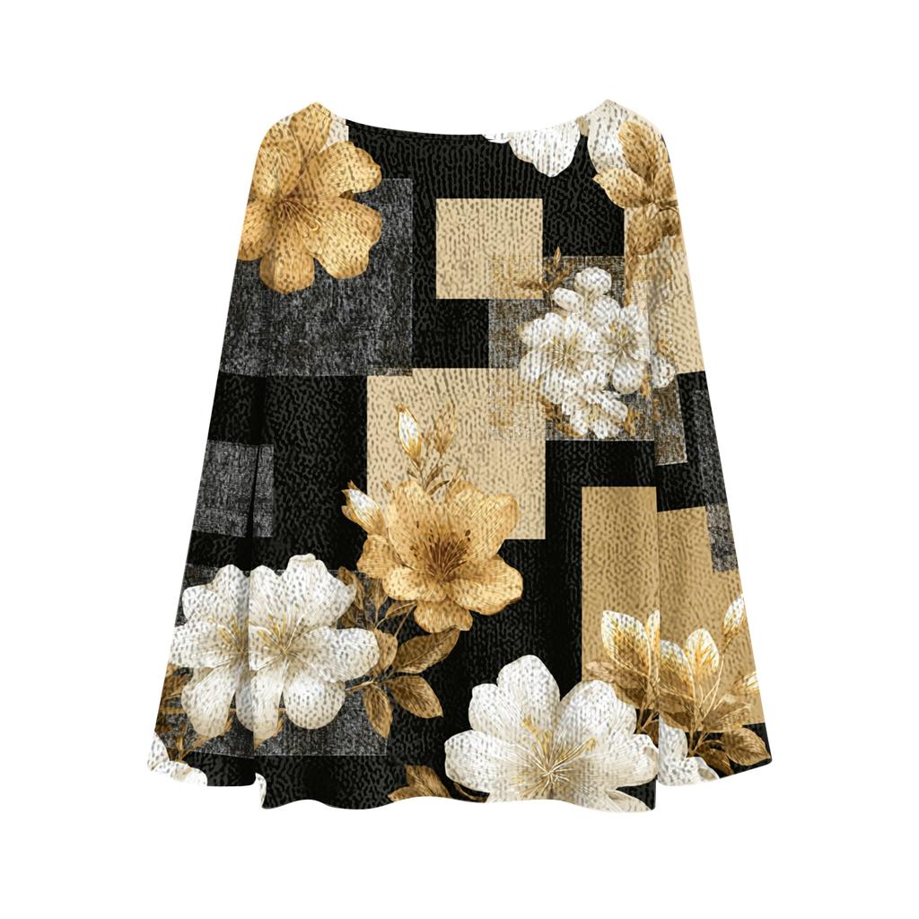 Women's Lightweight Sweater Casual Long Sleeve Knitted Vintage Floral Print Pullover