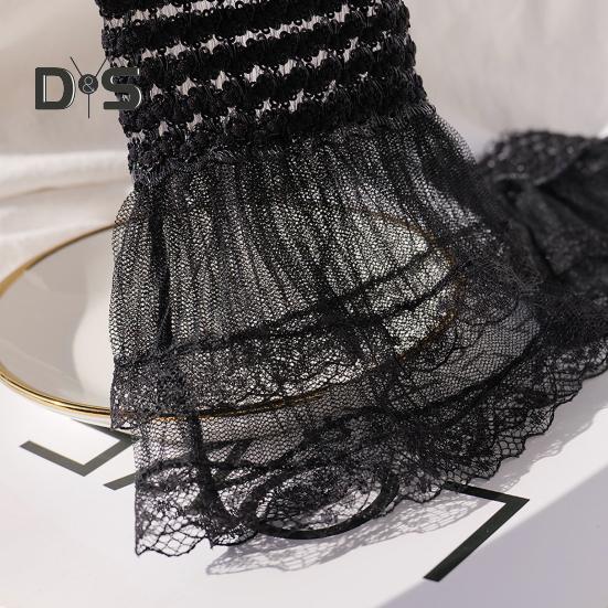 1 par kvinnor balhandskar genomskinliga spetsar ihåliga volangkanter tunn handledsmanschett fingerlösa föreställningar brud bröllopsvantar