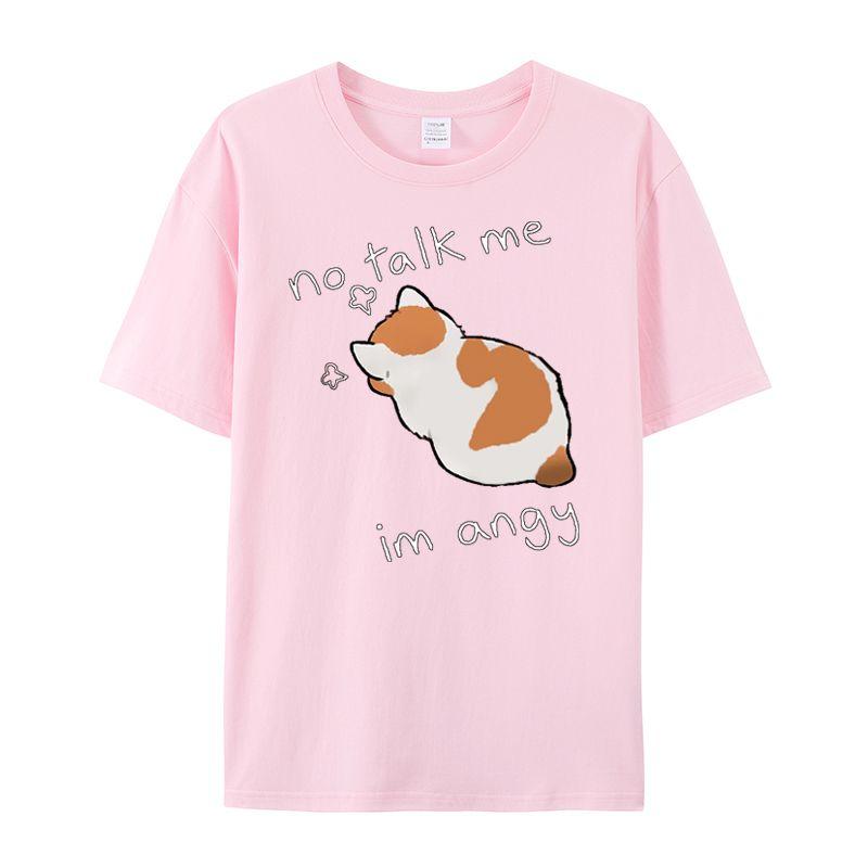 

No Talk Me Printed Fashion Printed Short Sleeve Cotton T-Shirt Loose Fashion Comfortable Unisex Autumn and Winter Innerwear 4XL