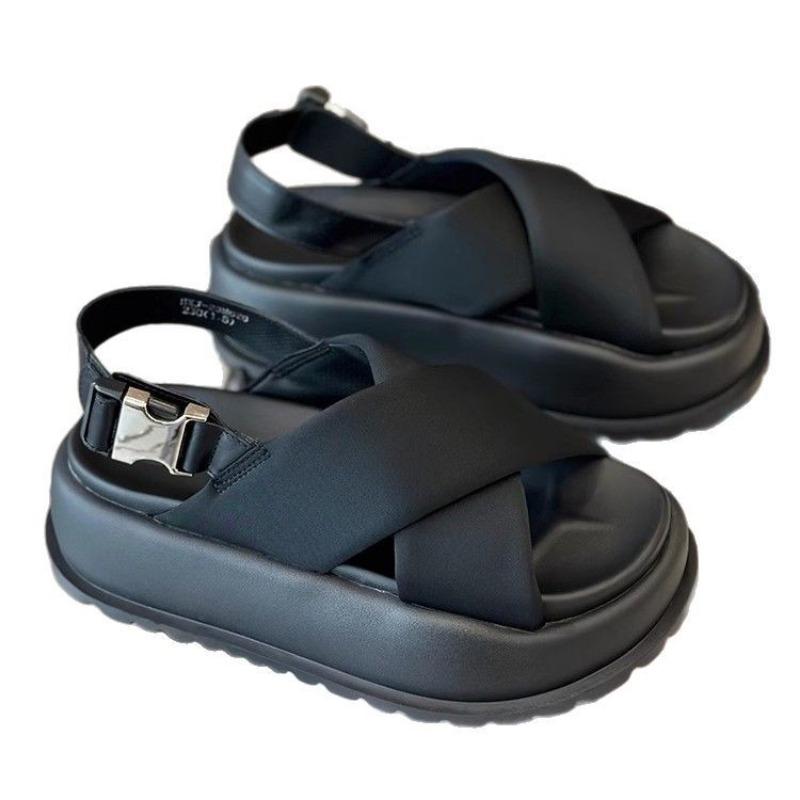 Muffinsohle Metallschnalle Kreuzsandalen Damen neue Plateau Damenschuhe Freizeitkleidung Strandschuhe
