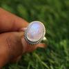 Mondstein-Edelstein-Ring, Ring aus massivem 925er Sterlingsilber, Designer-Ring, Geburtsstein-Ring, Damenring, Silberschmuck, Verlobungsring
