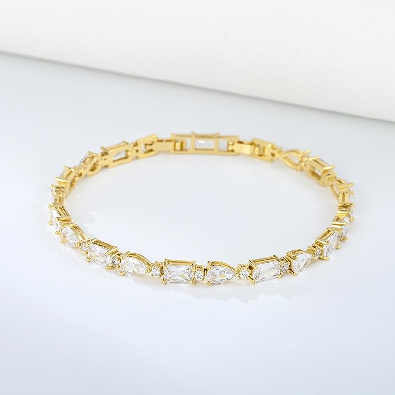 European and American fashion bracelets, zircon fashion minimalist bracelets, women s tennis bracelets, clothing accessories 17cm+2cmExtension buckle&Tennis bracelet золотой