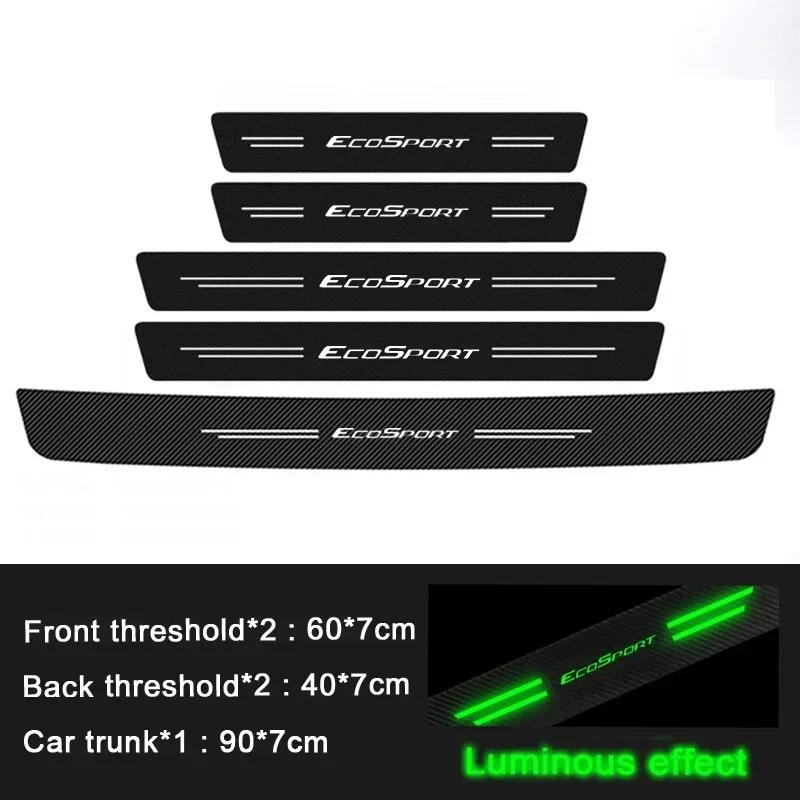 Luminous Car Door Threshold Anti Kick Protector Stickers Anti Scratch Trunk Guard Strip For Ford Ecosport Interior Accessories