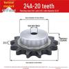 45 Steel Sprocket, 1.5-inch Boss, Pitch 38.1/24A, Single Row, 9-20 Teeth Options