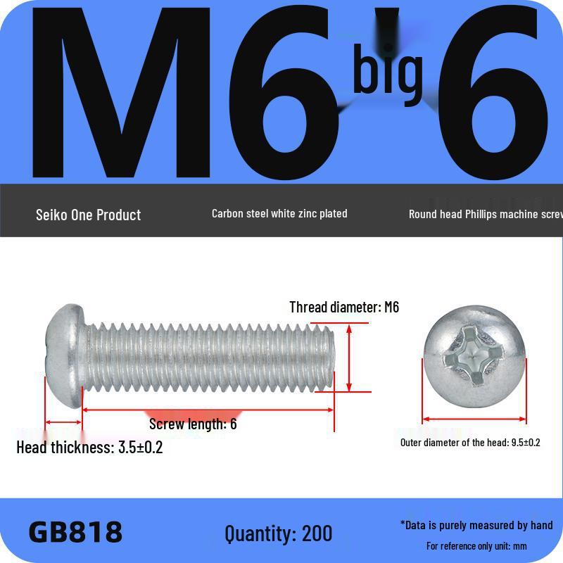 4.8 Grade Galvanized Phillips Round Head Screw (M2-M8)